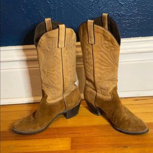 Leather and suede cowboy boots size 9
